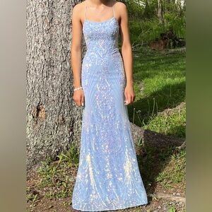 Prom Dress - Light Blue with Iridescent Sequins